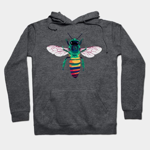 Rainbow Bee Portrait Hoodie by Slightly Unhinged